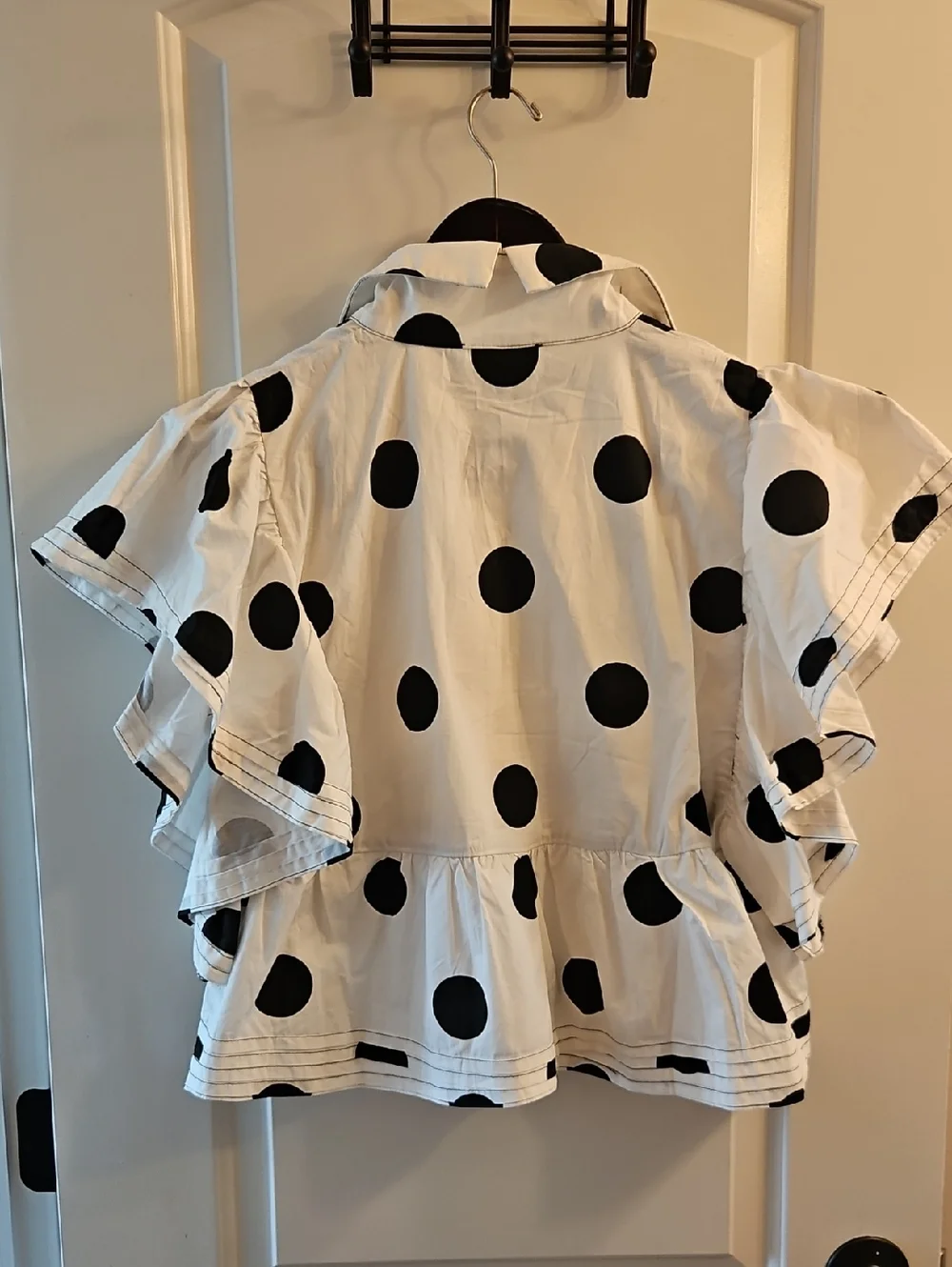 Bucketlist Polka Dot Peplum Blouse, M, parisian, Euro-Summer, Coastal - Picture 5 of 10